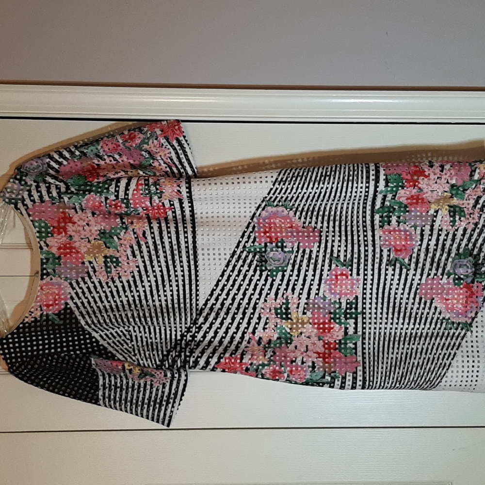 Asymmetrical Striped Floral Dress